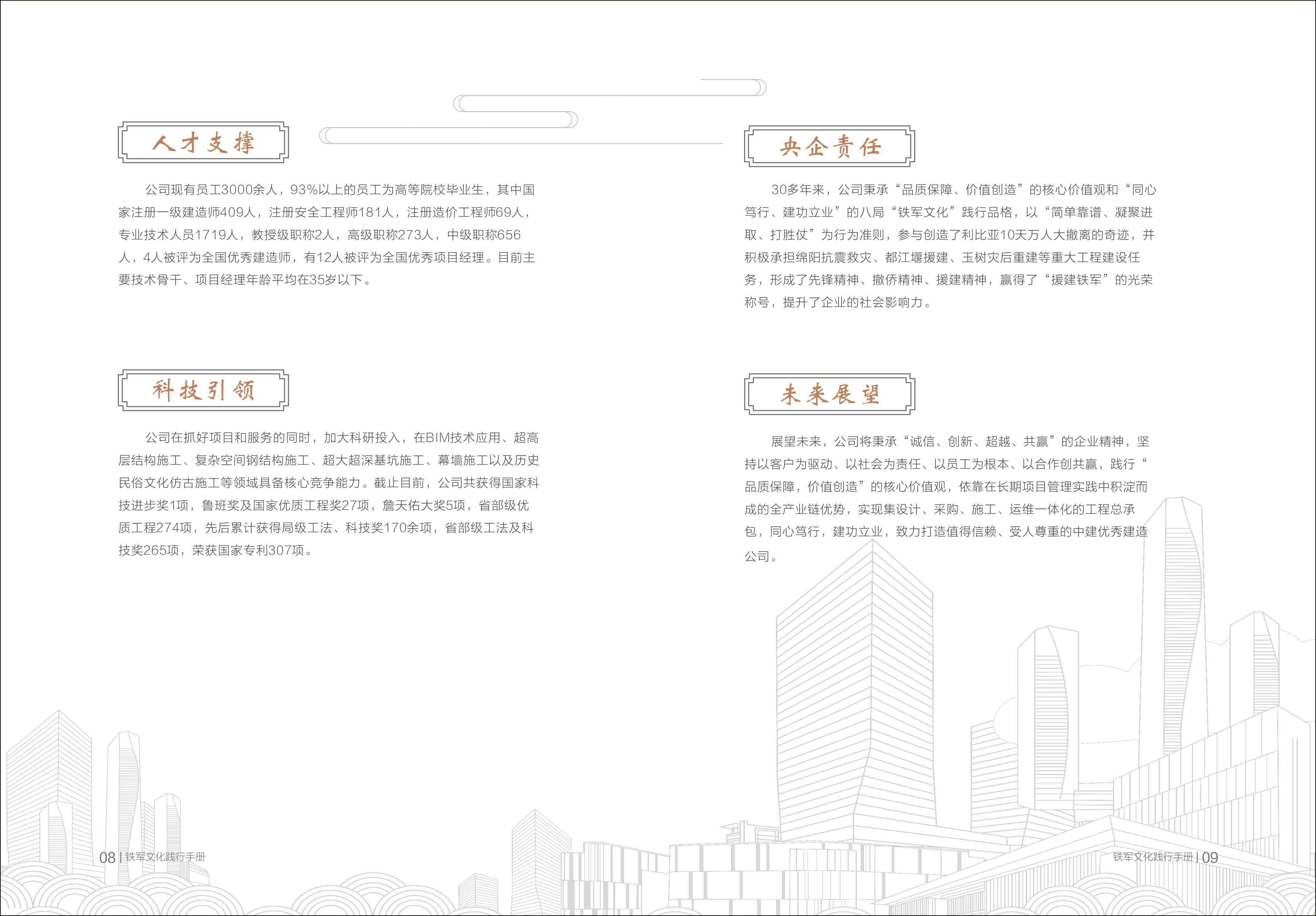 中建八局发展建设有限公司《同心笃行，建功立业——八局发展铁军文化践行手册》
